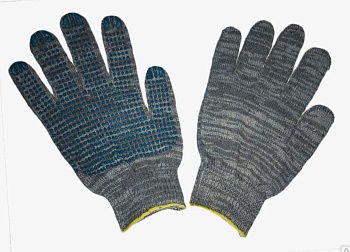 Перчатки утепленные  Двойные с ПВХ "Зима", Серые